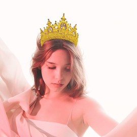 Tall Pageant Crowns for Girls Yellow Stones Royal Queen Tiaras for Adult Extra Large Wedding Headband Princess Quinceanera Prom Costume Cosplay Headpieces