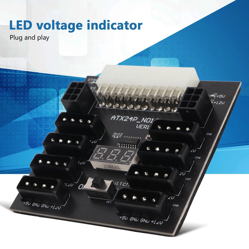 ATX PSU Power Board 5V 12V Output 24Pin to 8X