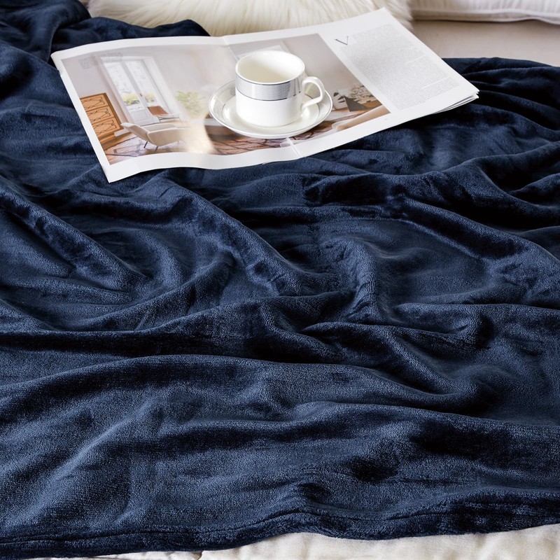 BOURINA Flannel Blanket Throw Lightweight Cozy Plush Microfiber Solid Fleece