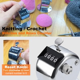 YOJOB Stitch Counters for Knitting and Crocheting, Metal Knitting Row Counter, Hand Tally Clicker Counter (1 Pack)