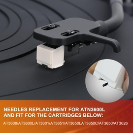 2pcs ATN3600L Record Player Needles Replacement by Gartopvoiz, Compatible with Audio Technica AT-LP60 AT-LP60USB Turntable Stylus