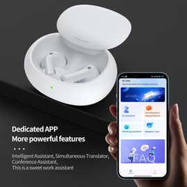 Irishom Wireless Translation Earbuds, Real Time AI Translator Earbuds for 2 System Smartphones, One-click Audio to Text Recording, Noise Cancelling