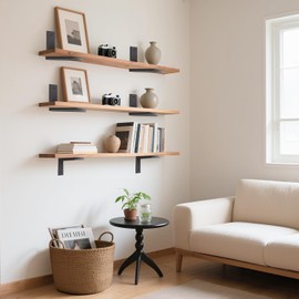 AINVLPRO Heavy Duty L Brackets for Shelves 8 Inch – Matte Black Triangle Shelf Supports with Screws, Wall Mounted Metal Bracket for DIY Floating Wood Shelving 2 Pack