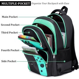 JIANYA Kids Backpack for School Boys Gamer School Bag for Elementary Kids Children 3pcs Boys Backpack with Lunch Box & Pencil Case