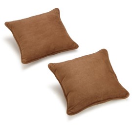 Blazing Needles Micro Suede 18-Inch by 18-Inch by 5-1/2-Inch Throw Pillow, Saddle Brown, Set of 2