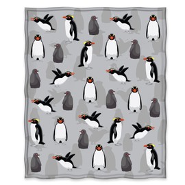 Jekeno Penguin Blanket Antarctic Animals Gifts for Women Kids Boys Home Bedroom Living Room Decor Soft Cozy Lightweight Plush Throw Blankets Grey 60"x80"