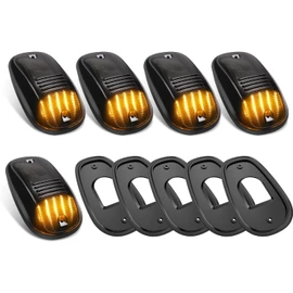 5PCS LED Cab Roof Lights Fits for Ram 1500/2500/3500 (2003-2018) and Fits for Ram 4500/5500 (2011-2018),Smoked Lens Amber LEDs with 5 Rubber Gaskets(Fits Factory Roof Lights Only)