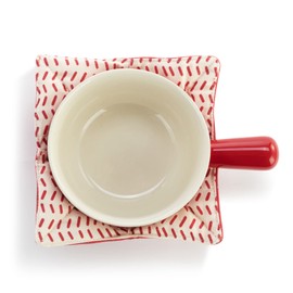 DEMDACO Tis The Season Red 16 Ounce Soup Crock and Pot Holder Bowl Cozy Set of 2