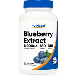 Nutricost Nutricost Blueberry Extract 8000mg Strength, 180 Capsules - Vegetarian, from 160mg 50:1 Extract, Gluten Free and Non-GMO