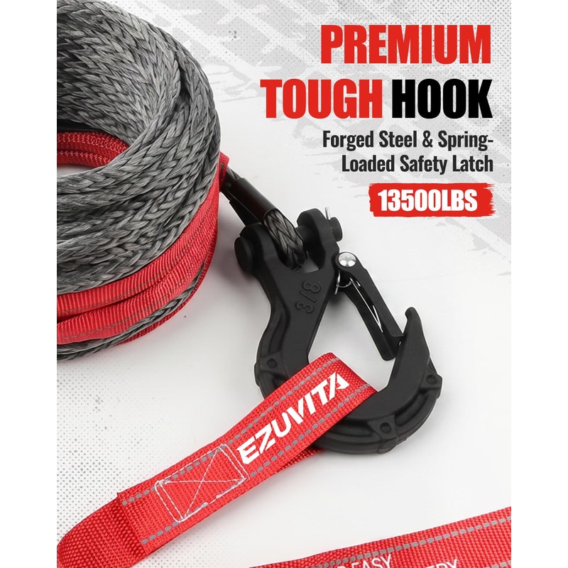 EZUVITA 1/4" x 50ft Synthetic Winch Rope Kit