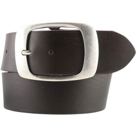 BELTINGER Denim Belt Made of Full Cowhide Leather 5 cm with Double Buckle Leather Belt 50 mm Wide Leather Belt Made of Genuine Leather, Brown, antique silver