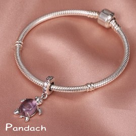 Pandach Lucky Turtle Bead Charm Lucky Charms fits Charms Bracelets for Woman-Inlaid with silver Dangle Pendant Bead,Girl Jewelry Beads Gifts for Women Bracelet&Necklace…