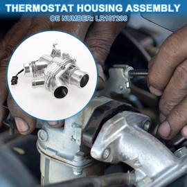 A ABSOPRO Car Thermostat No.LR107288 Engine Coolant Thermostat Housing Assembly for Land Rover Discovery 2017-2020 Aluminum Alloy Silver Tone Durable