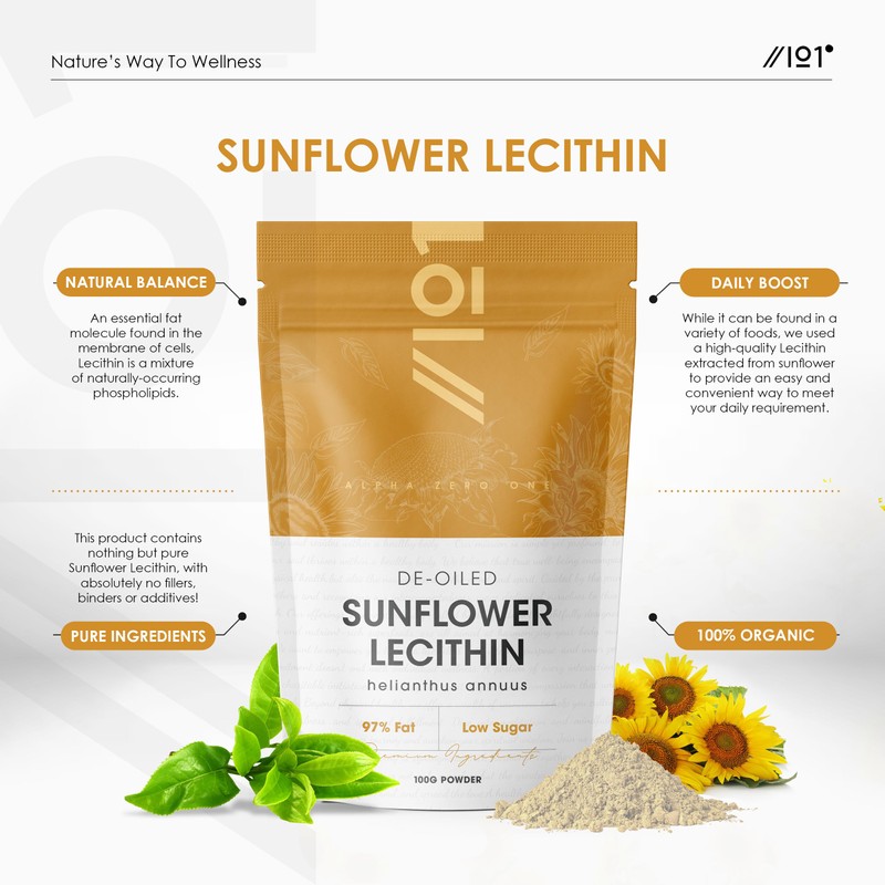 Sunflower Lecithin Powder 100g – De-Oiled 97% Essential Fat –