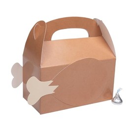 Fun Express 6 1/4" x 5 1/4" Turkey Leg Brown Cardstock Favor Boxes - 12 Piece