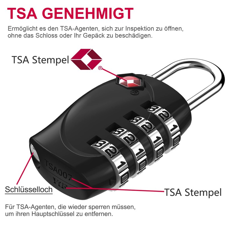 ZHEGE TSA Suitcase Lock, Combination Lock 4 Digit for Suitcase,