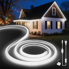 VOEWT - Tira de luces LED de neón blancas de 6000 K, 110-120 V, tira de luces LED flexibles impermeables al aire última intervensión para recámara, clóset, cocina, sala de estar, espejo, decoración de