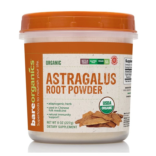 BareOrganics Astragalus Root Powder, Superfood Powder, Organic Dietary Supplement, 8 Ounce