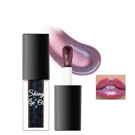 Aceite de labios que cambia de color negro, brillo labial mágico con brillo labial con purpurina voluminosa, cepillo grande que cambia el ph, aceite d