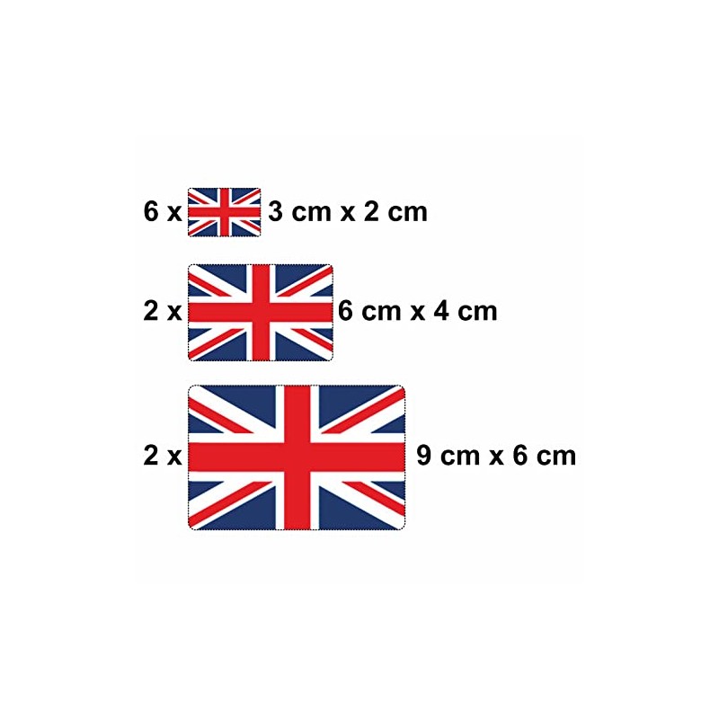 Pack of 10 Flag Stickers Great Britain Set England Car