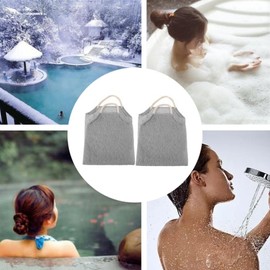 2 toallas exfoliantes extralargas, paño exfoliante de limpieza profunda, exfoliante reutilizable, limpiador de espalda para eliminar la piel muerta Loopunk (gris)