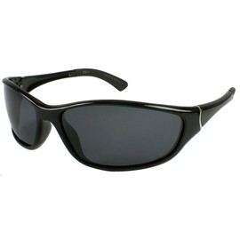 Edge I-Wear Two Tone Sporty Wrap Sunglasses w/Polarized Lens 540711TT-P (Black, Grey)