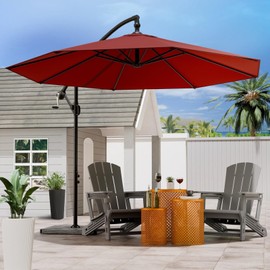 FONTOI 18FT Rotating Cantilever Patio Umbrella Outdoor Banana Umbrella with Crank, Patio Hanging Umbrella with Rotation and Integrated Tilting System, Fade Resistant Waterproof for Market Garden Deck Pool Backyard Patio, Red