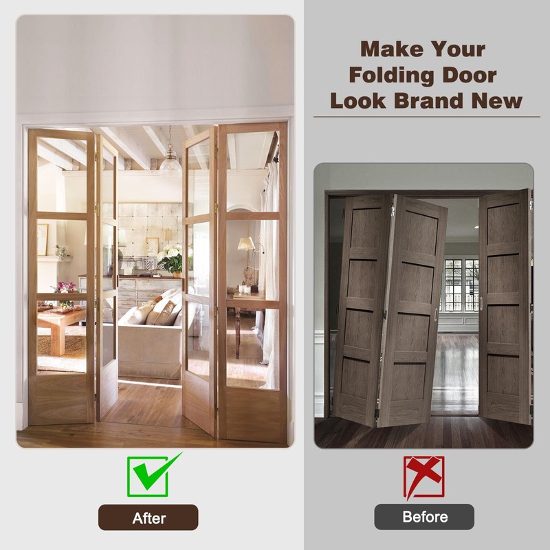 Bifold Closet Door Hardware Kit with Top/Bottom Bracket, Guide Wheel