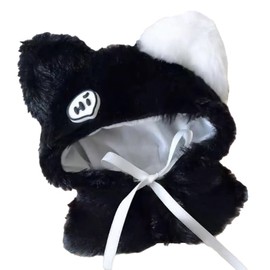 Fluffy Cat Poncho, Black, For 3.9 inches (10 cm), Sewn Clothes