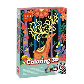 APLI Kids 18867-3D Colouring DIY Painting Set with 3D Effect Various Animal Pictures
