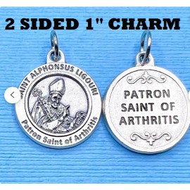 Fashion Jewelry ARTHRITIS PATRON ST ALPHONSUS LIGOURI PRAY Charm on 18" 925 Plated Silver Chain
