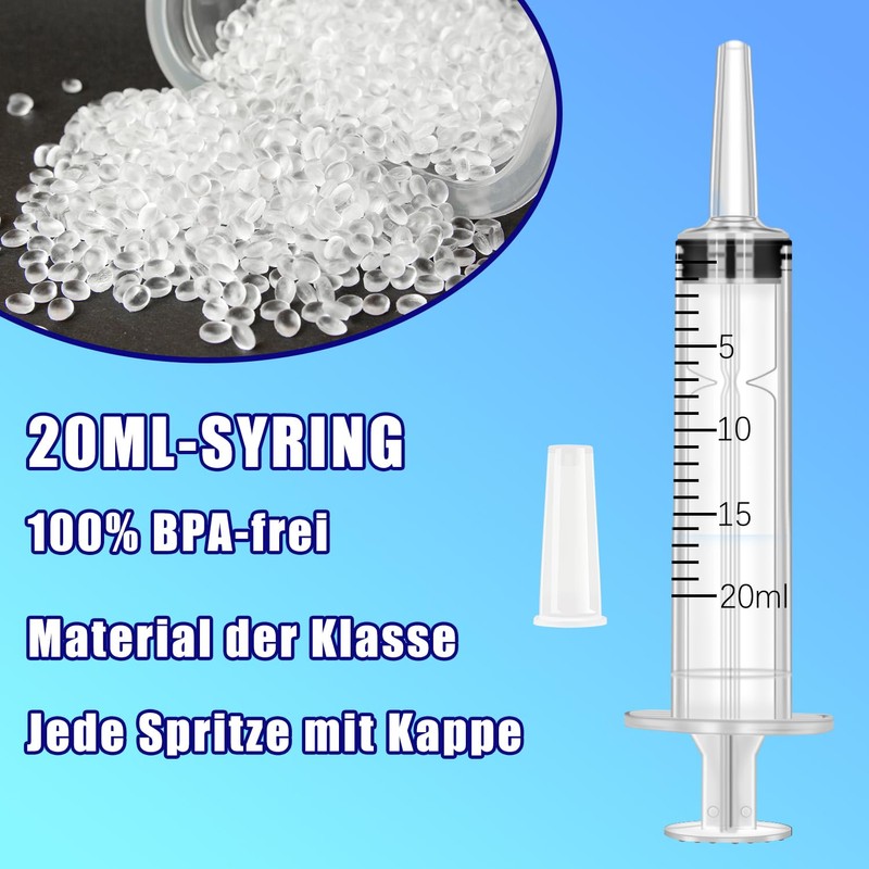 20 ml Syringe with Lid, Pack of 30 Reusable Syringes