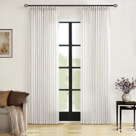Cream Ivory Linen Curtains 80 Inches Long 2 Panels Set for Living Room Bedroom Pinch Pleated Back Tab Drapes Neutral Modern Farmhouse Decor Semi Sheer 80 Inch Curtains for Dining Room Window Cabin