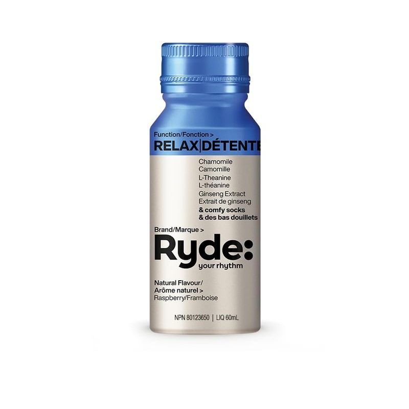 Ryde Relax Shot | Raspberry Flavor | 8 pack of