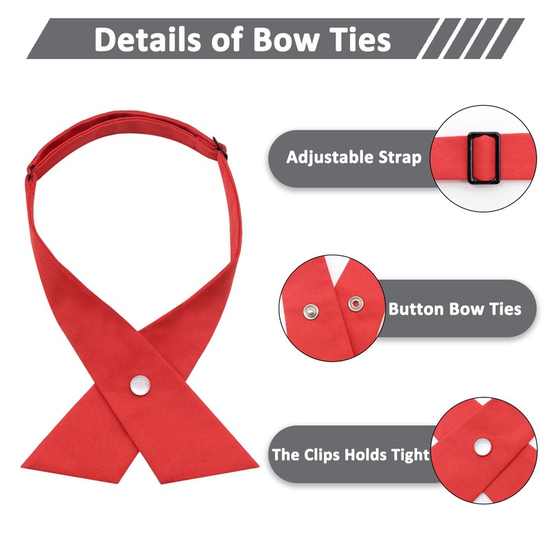 Mantieqingway School Uniform Pre Tied Bows for Girls Women Solid