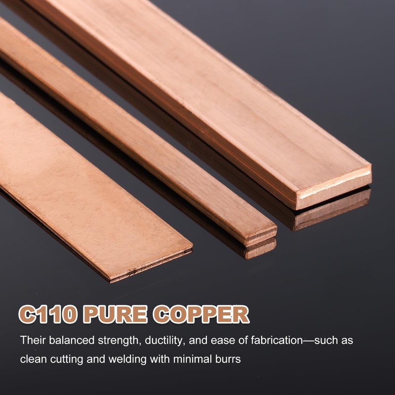 sourcing map 2 Pcs Copper Flat Bar, 1/16" x 3/16"