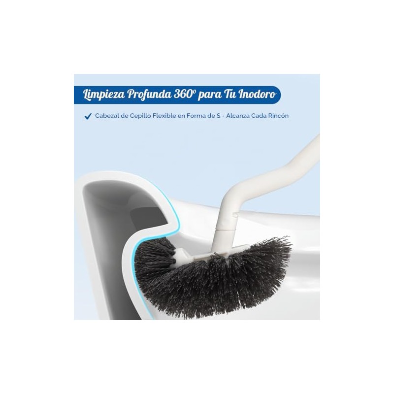 Juego 2 Cepillo para Baño con Soporte, Mango Largo Blanco