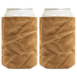 Funny Can Coolie Brown Paper Bag Gag Gift Coolies 2 Pack Can Drink Coolers Multi