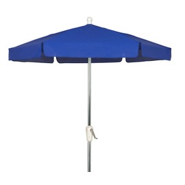 FiberBuilt Umbrellas Garden Umbrella with Push-Button Tilt, 7.5 Foot Pacific Blue Canopy and Bright Aluminum Pole