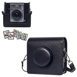CAIYOULE Camera Case for Fujiflim Instax Wide EVO 2-in-1 Instant Film Camera and Printer, Retro Leather Case for Instax Wide EVO with Magnetic Picture Frame, Adjustable Strap, Black- (No Camera)