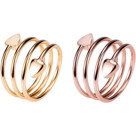 Copper Rings for Women, 99% Pure Copper Heart-Shaped Ring Jewelry Gift (2pcs)