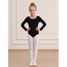 WEGETIT Long Sleeve Leotards for Girls Gymnastics Toddler Ballet Leotard Girls Dance Shirts Bodysuit (Black,2-4T)