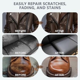 WYCOON Leather Recoloring Balm with Conditioner, Leather Repair kit for Furniture, Car Interior, Leather Paint & Dye, Color Restorer, Scratch Remover for Faded & Scratched Leather, Light Brown