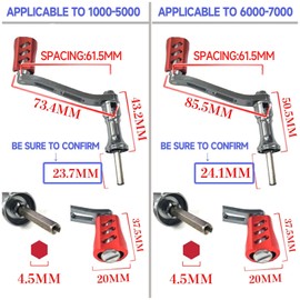 Adoolla Fishing Reel Handle Replacement Parts Lightweight High Strength Aluminum Alloy Spinning Fishing Reel Accessories Red-Large for 6000-7000