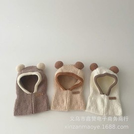 Kids' Balaclava Hat with Integrated Scarf for Autumn Winter Weather lf2497 Free Size/Red 3ea