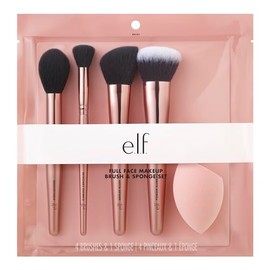 e.l.f. Complexion Essentials - Juego de brochas y esponjas, corrector, polvo, rubor, resaltador, esponja facial total, vegano y libre de crueldad