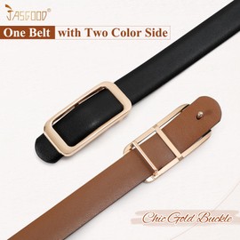JASGOOD Women Reversible Leather Belt for Pants Jeans Ladies Waist Belt for Dresses