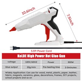 KeLDE Industrial Glue Gun - 300W Full Size Heavy Duty Professional Hot Glue Gun with 10PCS High Adhesion Hot Glue Sticks for Industrial, Carpentry, Home Repair and Carft Projects