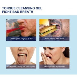 Tongue Cleaner Gel with Tongue Brush, Tongue Cleaning Gel Set, Easy to Use Tongue Scraper & Cleaning Gel Kit, Tongue Cleaning Kit for Fresh Breath
