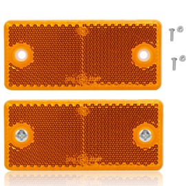 DARKGUARD Reflectors,Stick On Reflectors Amber Rectangula Rear Reflectors Screw Fit for Gate Posts Vans Car Trailers Caravan E9-Approved,90x40x8mm (Amber-Rectangula-Screw On-2pcs)